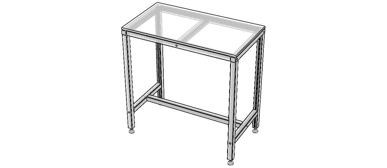 900x500 Single Open T-Slots Bench 3D model_11