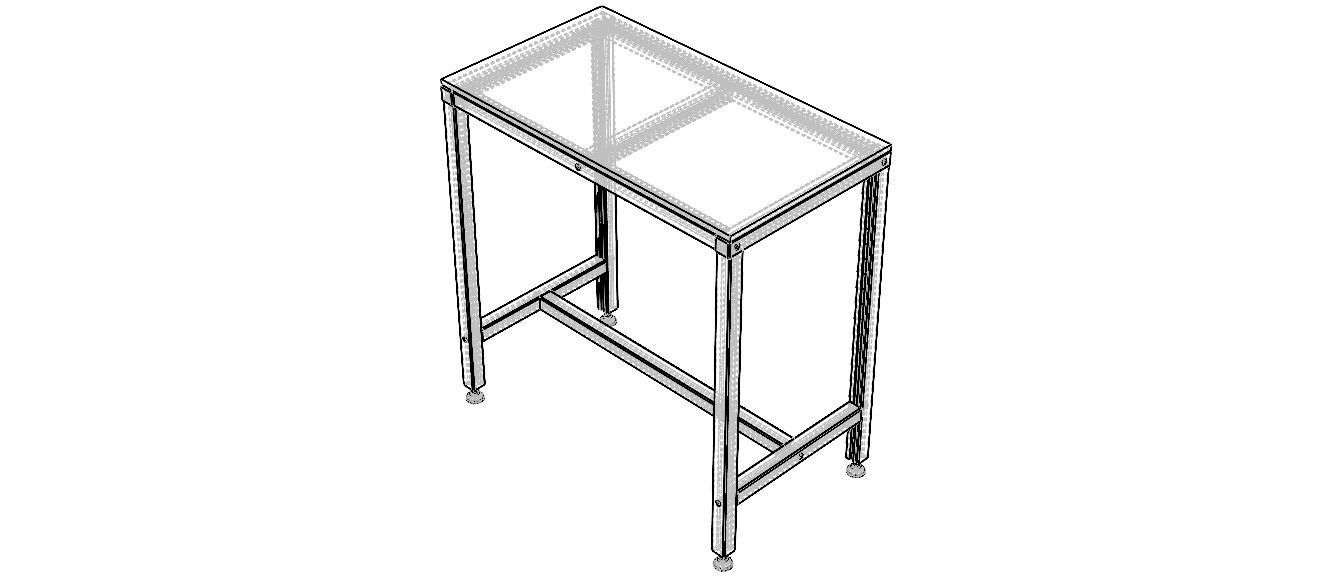 900x500 Single Open T-Slots Bench 3D model_7