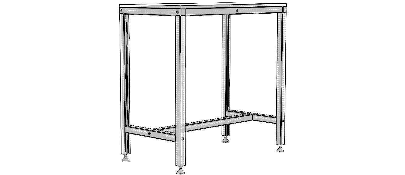 900x500 Single Open T-Slots Bench 3D model_35