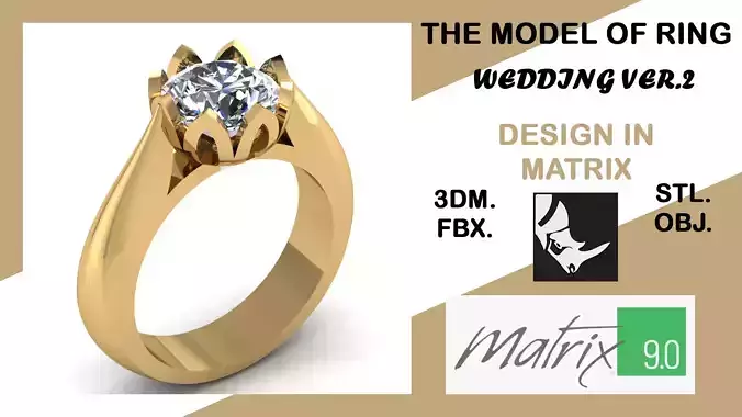 WEDDING2 model of ring VOL 27 3D print model