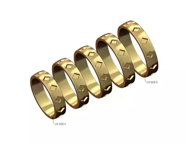 Playing cards diamond engravings band US sizes 5to9