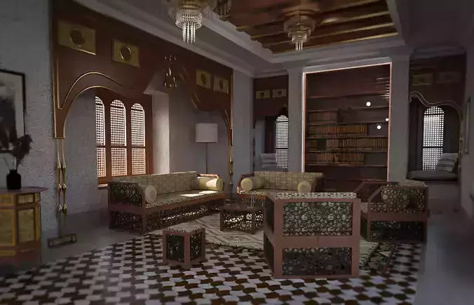 Moroccan Living space Free 3D model