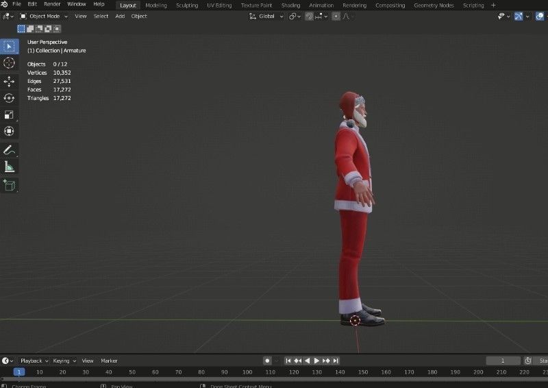 Santa Claus Rigged 3d Model Low-poly 3D model_3