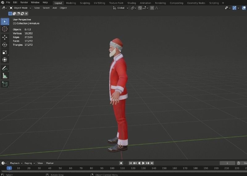 Santa Claus Rigged 3d Model Low-poly 3D model_1