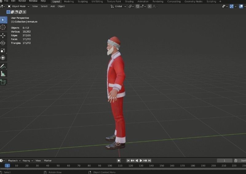 Santa Claus Rigged 3d Model Low-poly 3D model_2