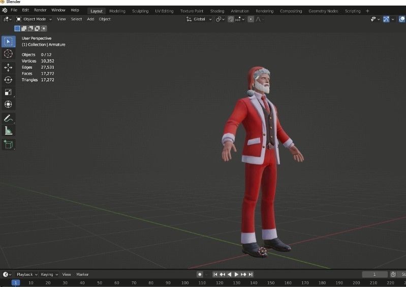Santa Claus Rigged 3d Model Low-poly 3D model_4