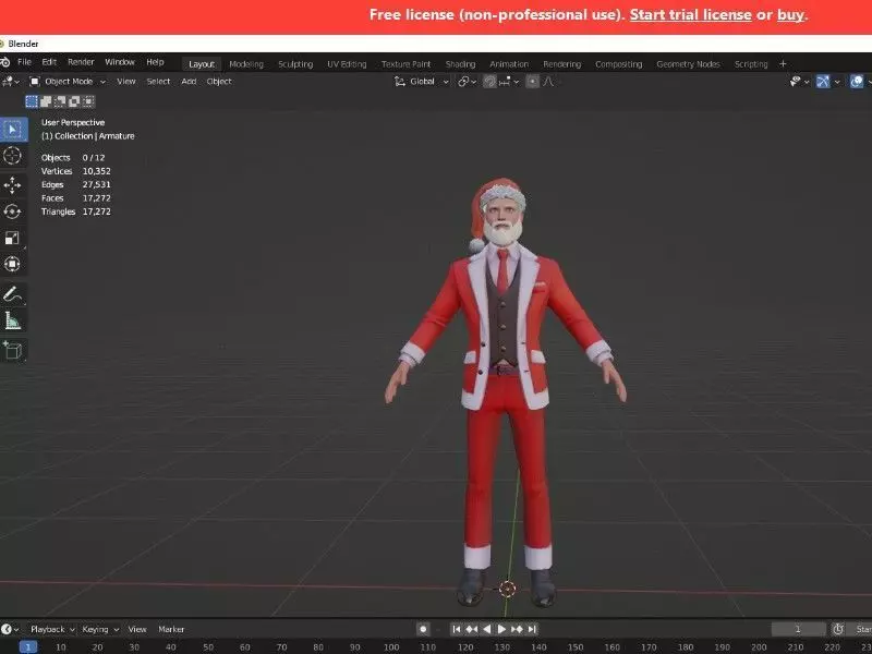 Santa Claus Rigged 3d Model Low-poly 3D model_0
