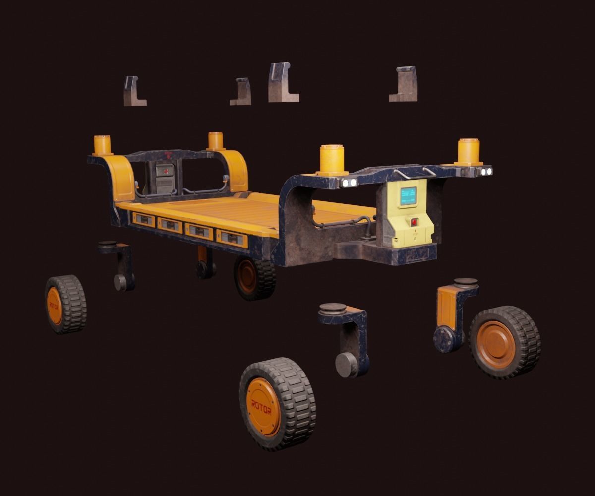 Sci-Fi Mining Transport Drone Low-poly 3D model_3
