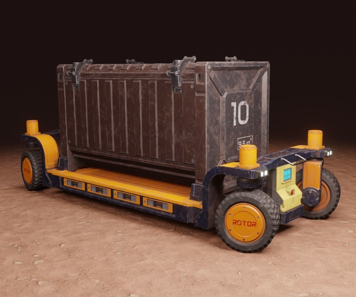 Sci-Fi Mining Transport Drone Low-poly 3D model_2