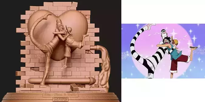 One Piece Luffy and Mr2  3D print model
