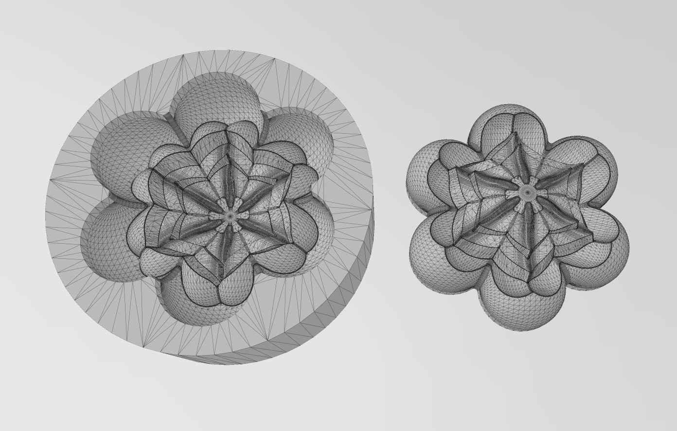 Mold Corolla flower Florentine rosette onlay relief 3D print model_15