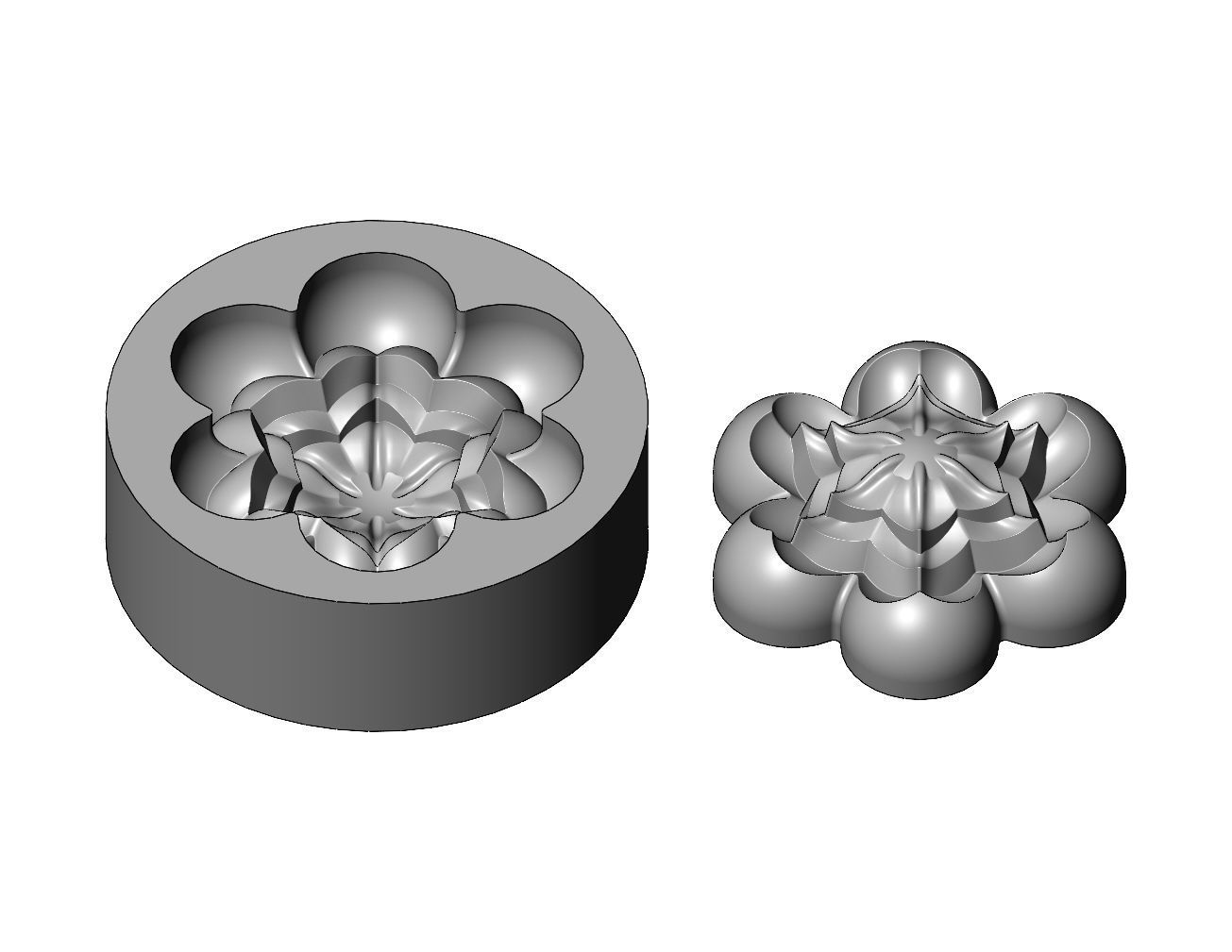 Mold Corolla flower Florentine rosette onlay relief 3D print model_2