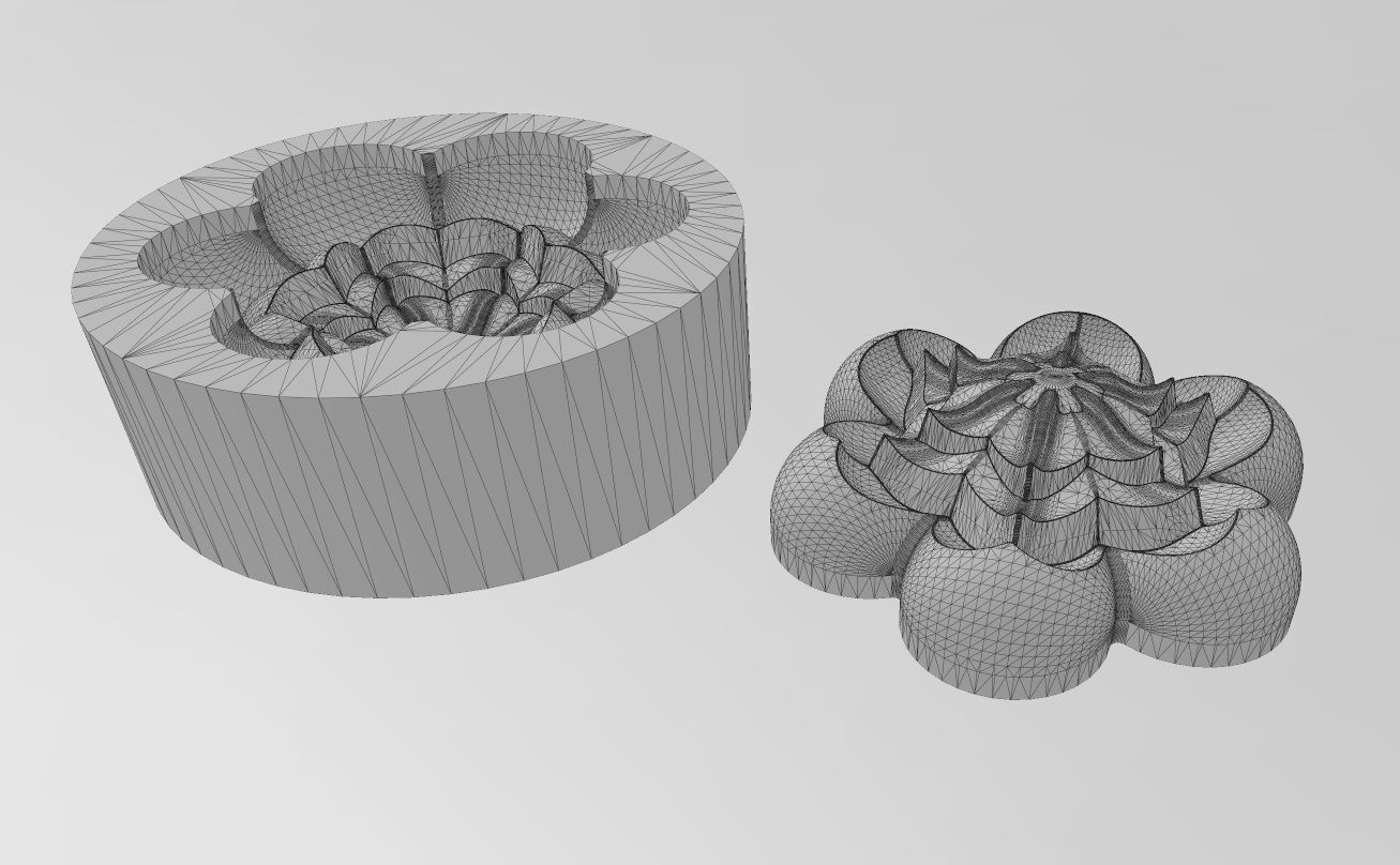 Mold Corolla flower Florentine rosette onlay relief 3D print model_14