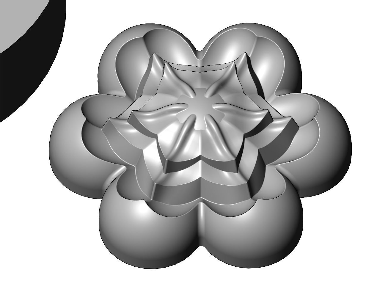 Mold Corolla flower Florentine rosette onlay relief 3D print model_9