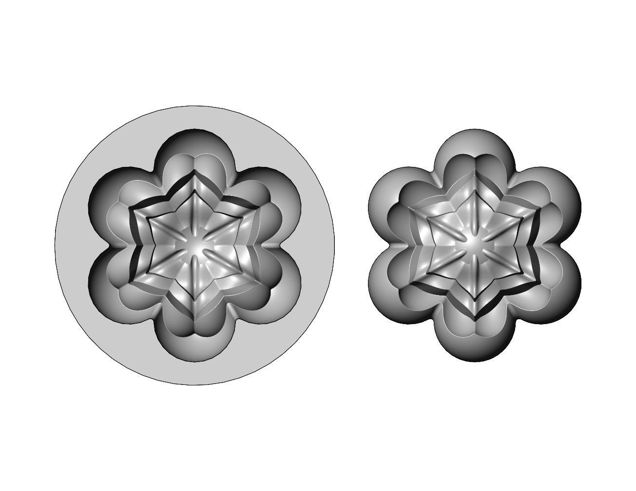 Mold Corolla flower Florentine rosette onlay relief 3D print model_1