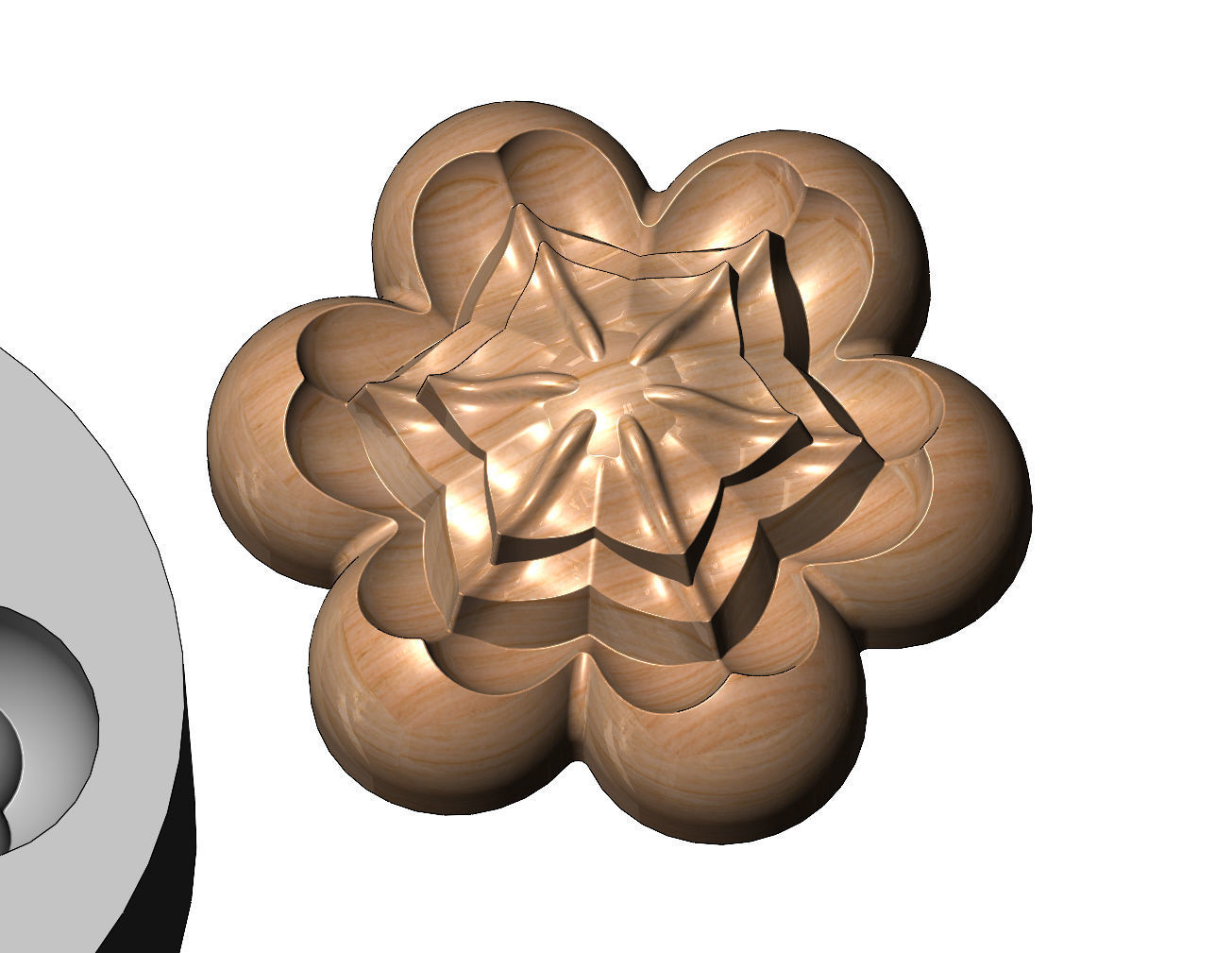 Mold Corolla flower Florentine rosette onlay relief 3D print model_13