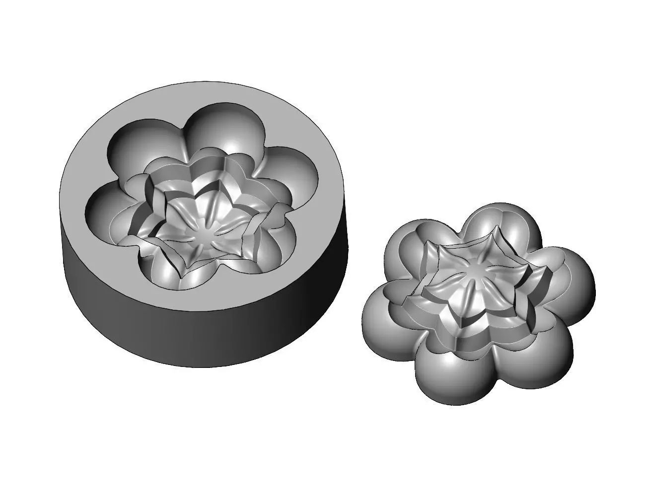 Mold Corolla flower Florentine rosette onlay relief 3D print model_0