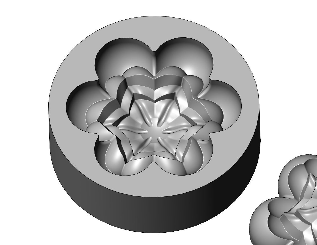 Mold Corolla flower Florentine rosette onlay relief 3D print model_10