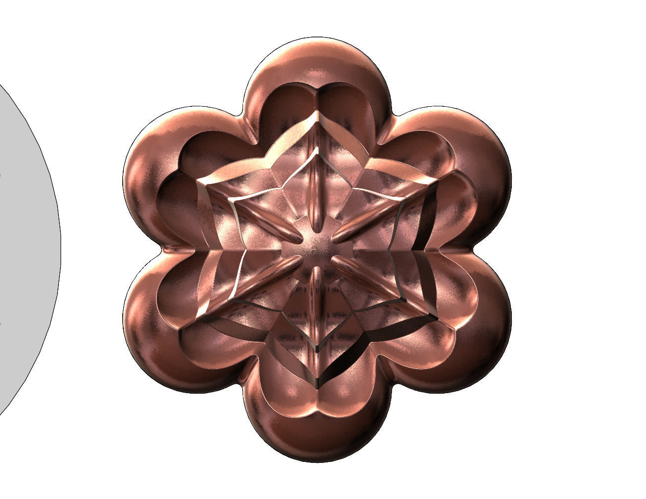 Mold Corolla flower Florentine rosette onlay relief 3D print model_12