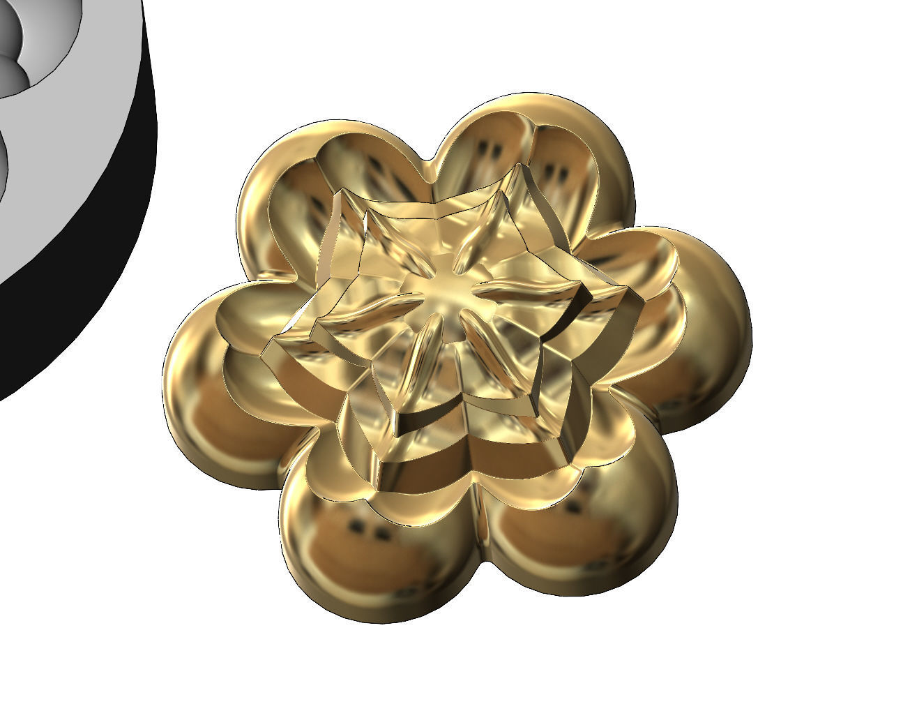 Mold Corolla flower Florentine rosette onlay relief 3D print model_11