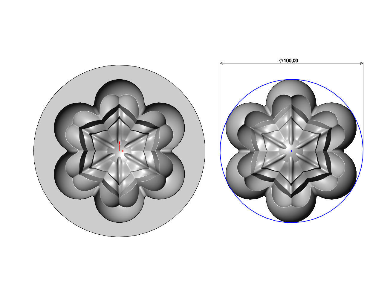 Mold Corolla flower Florentine rosette onlay relief 3D print model_6