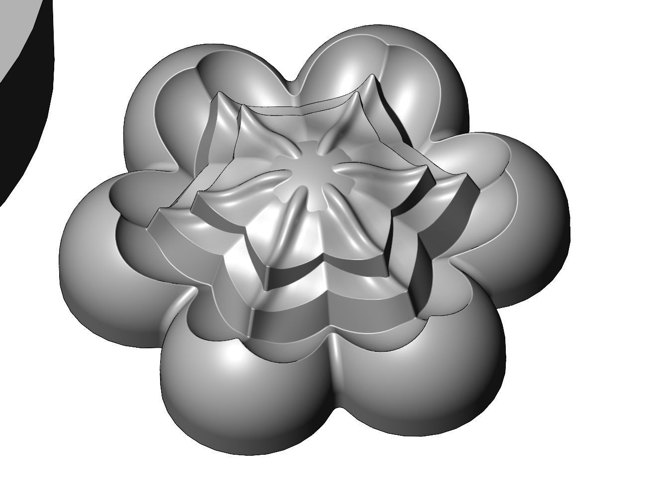 Mold Corolla flower Florentine rosette onlay relief 3D print model_4