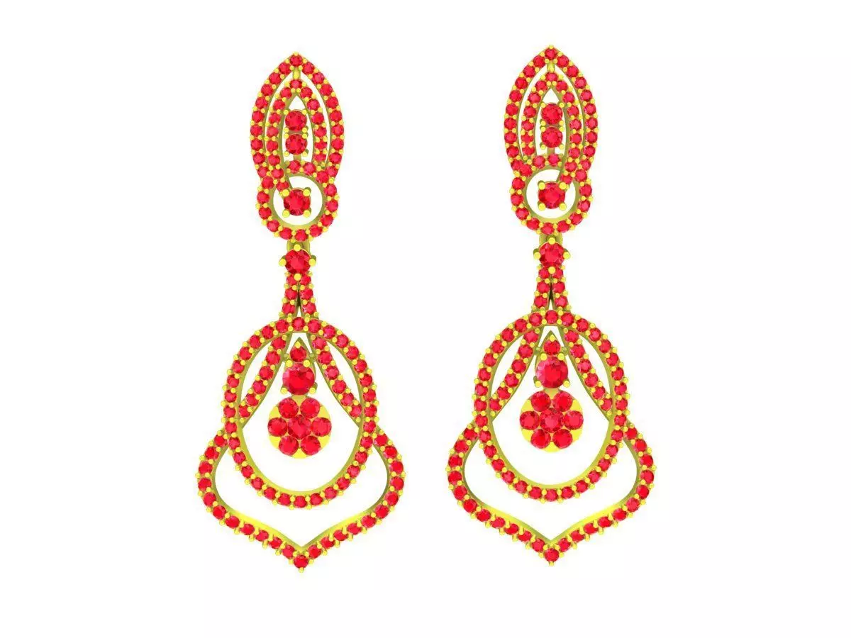 Luxury Drop Earrings Jewelry 3D Model for Gold Casting 5829 3D print model