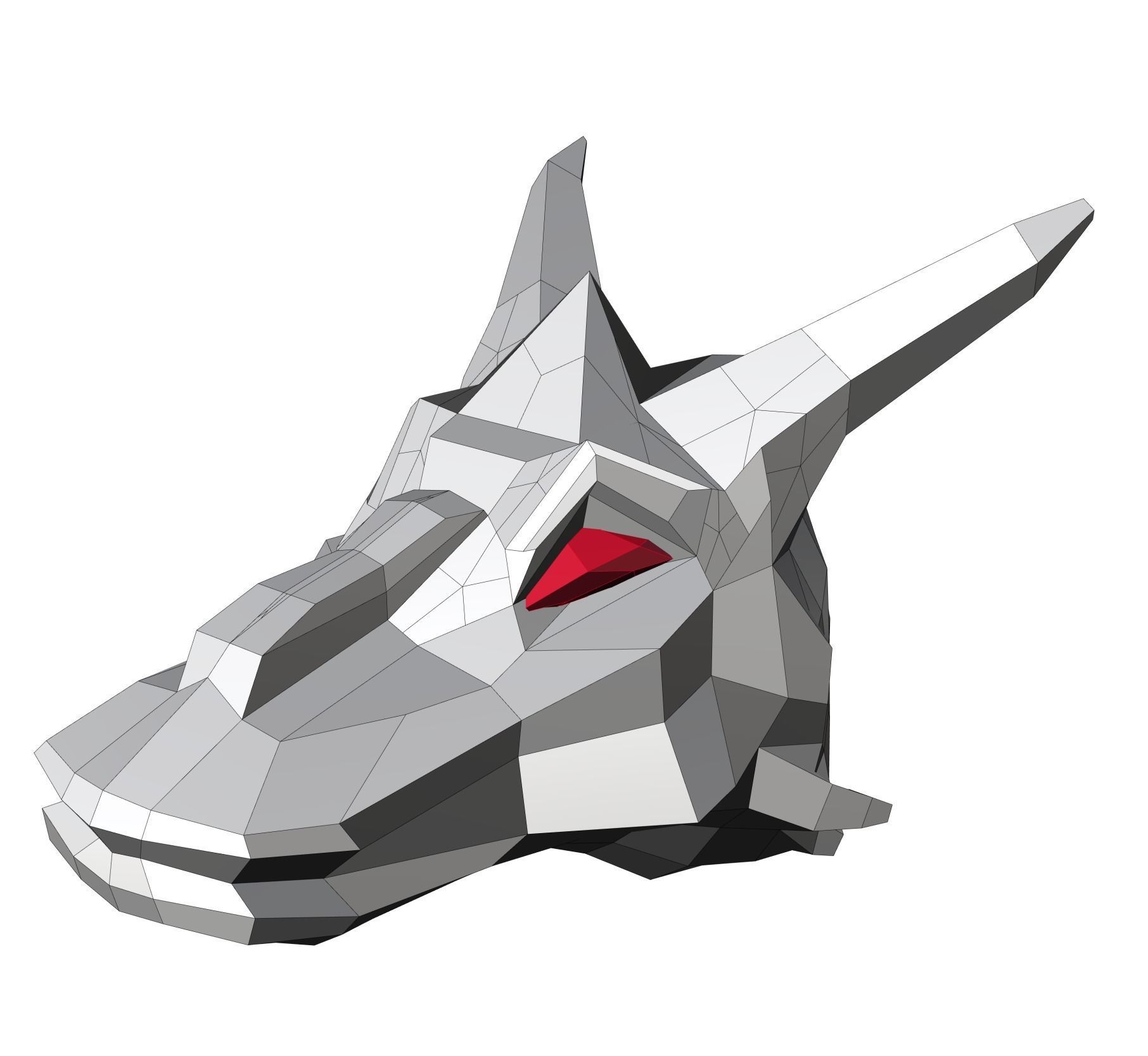 Low Poly Dragon Head 3D Model 3D print model_3