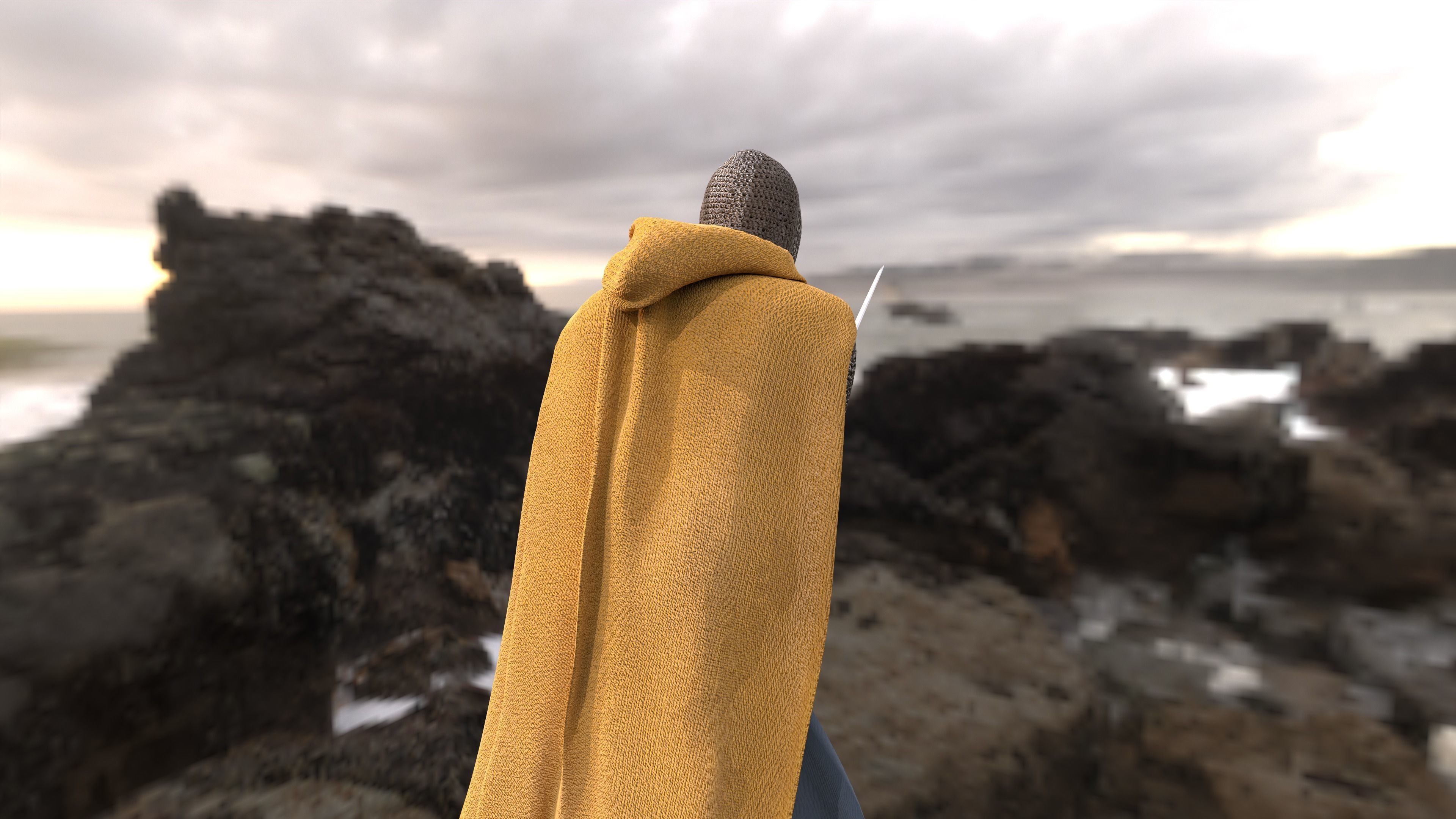 Sentinel of the Steel The Sword-Wielding Knight Low-poly 3D model_8