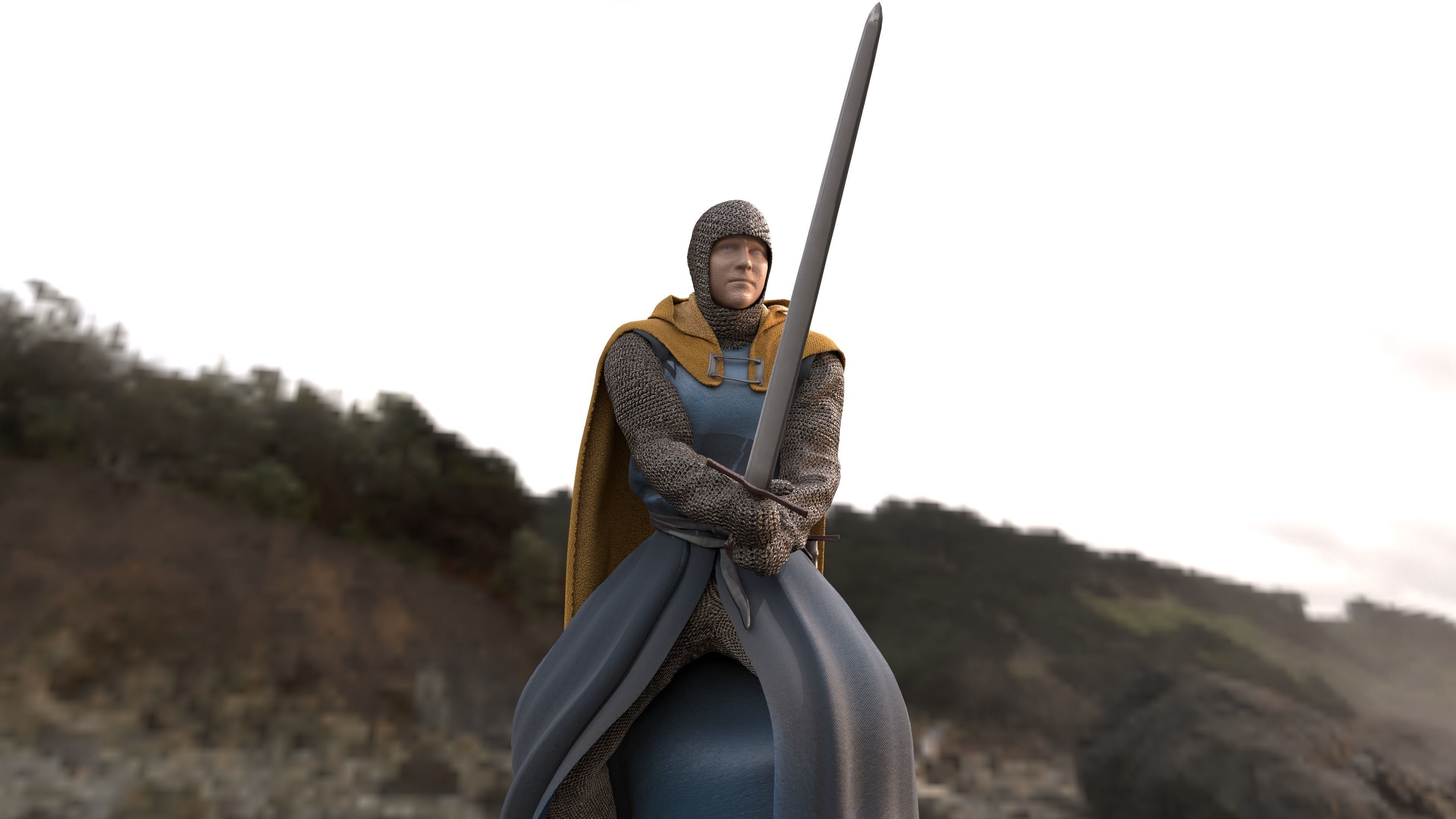 Sentinel of the Steel The Sword-Wielding Knight Low-poly 3D model_11