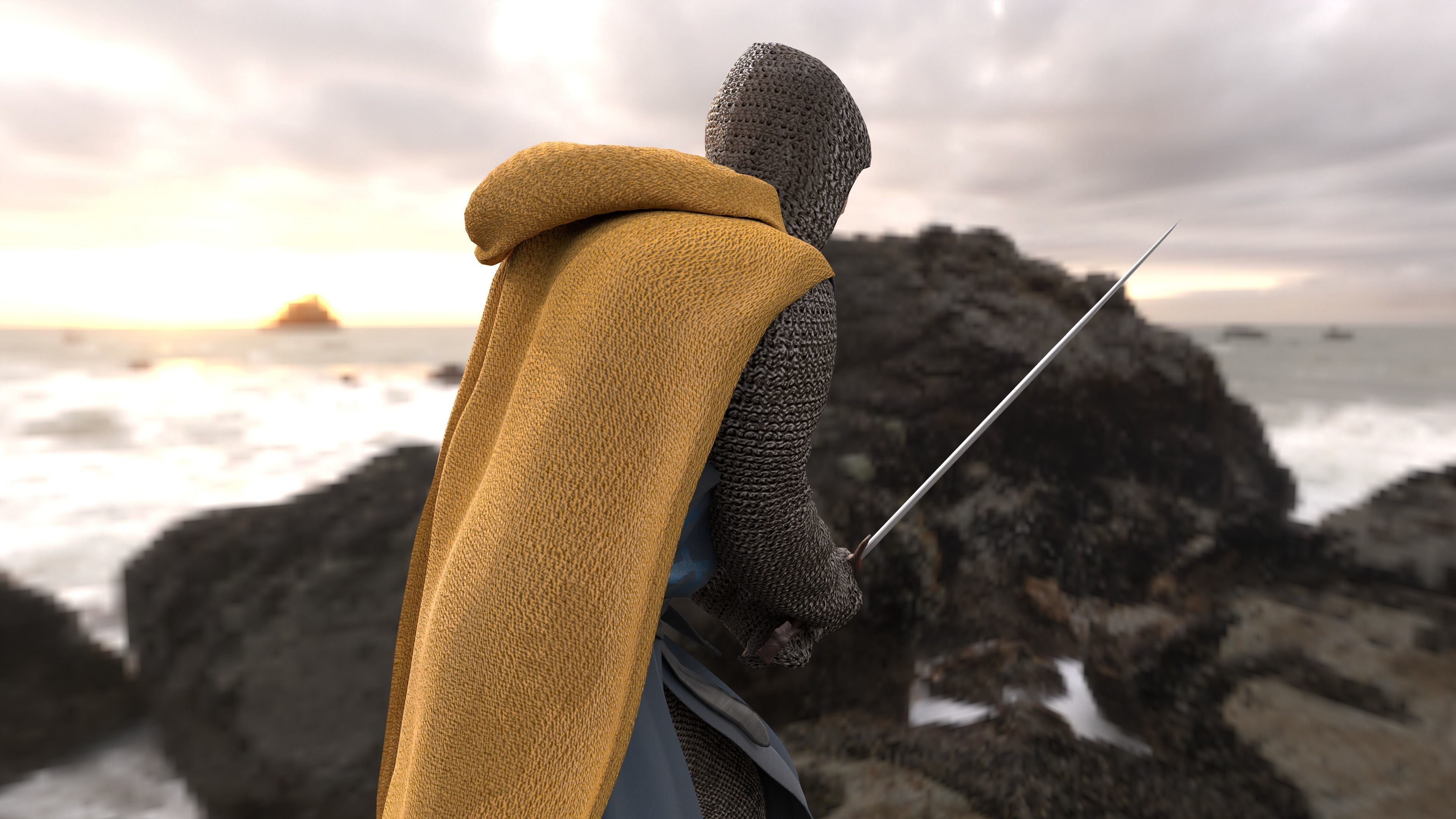 Sentinel of the Steel The Sword-Wielding Knight Low-poly 3D model_7