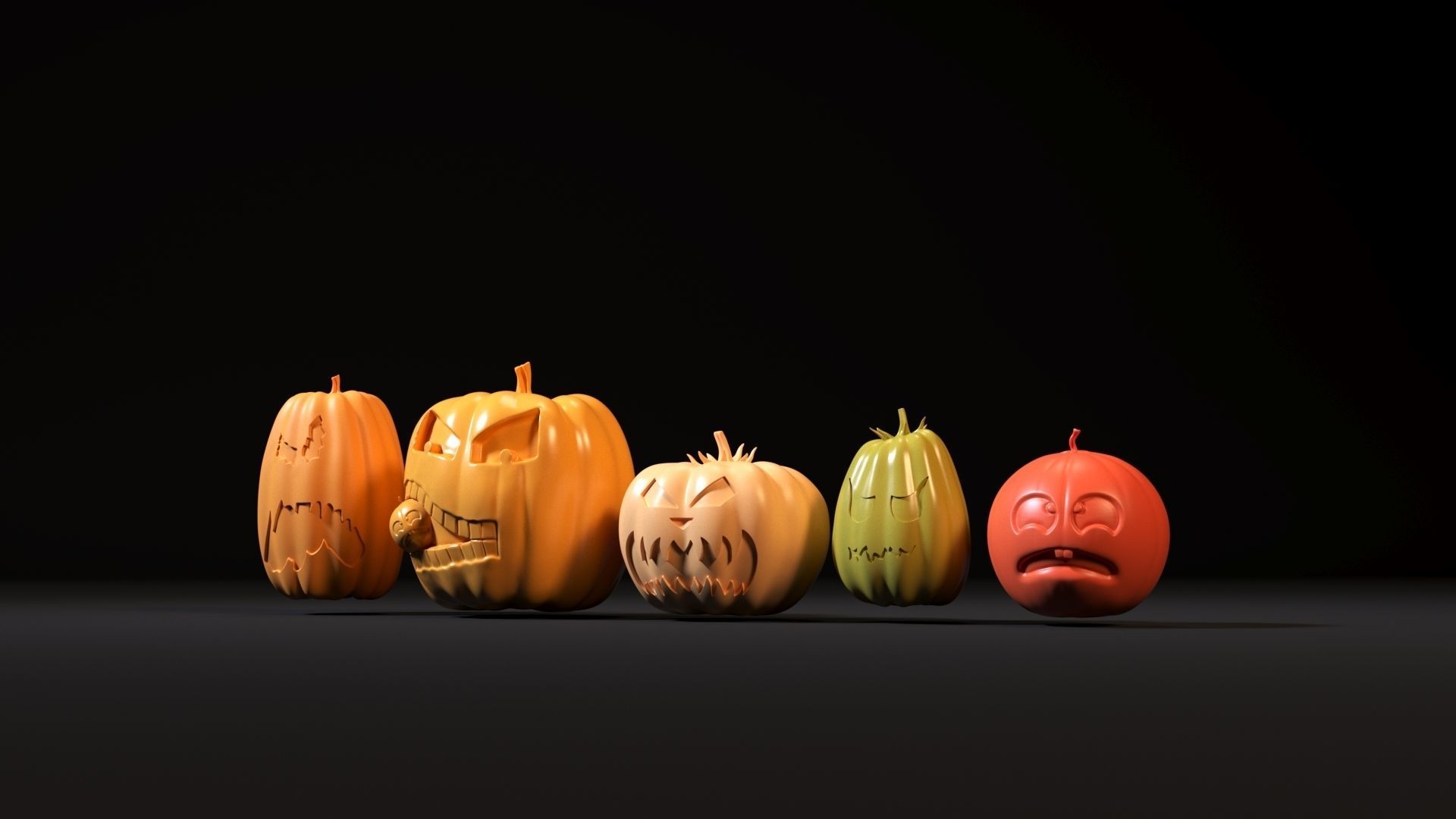 Halloween pumpkin set 3D print model_8