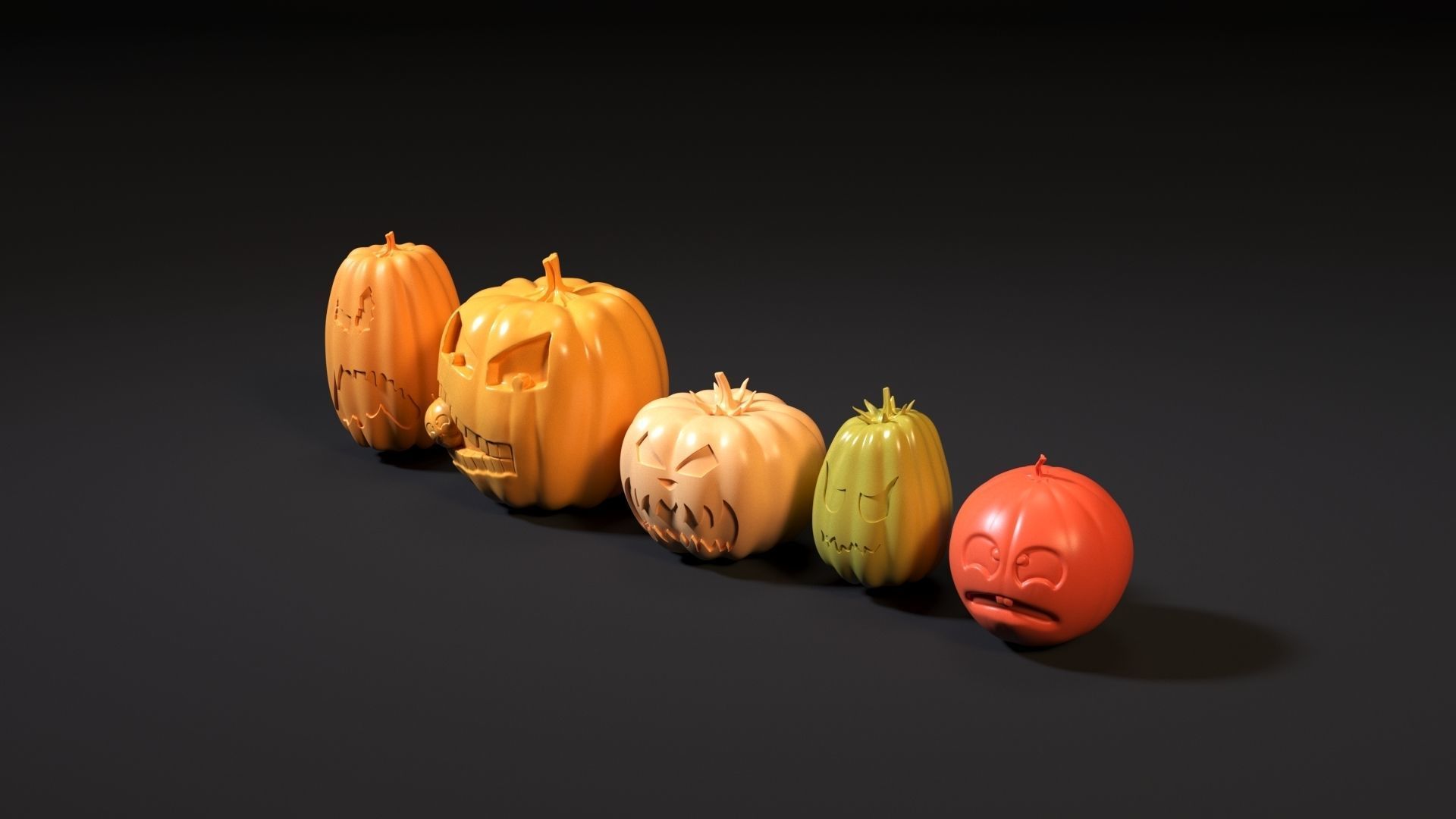 Halloween pumpkin set 3D print model_1