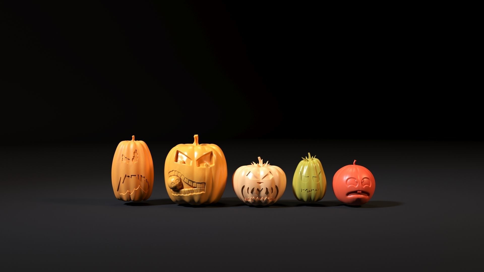 Halloween pumpkin set 3D print model_2