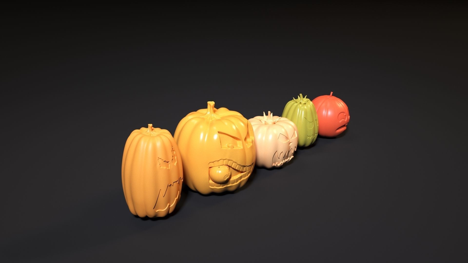 Halloween pumpkin set 3D print model_18