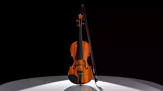 Classic Violin and Bow 3D model High poly Cinematic High quality 3D model