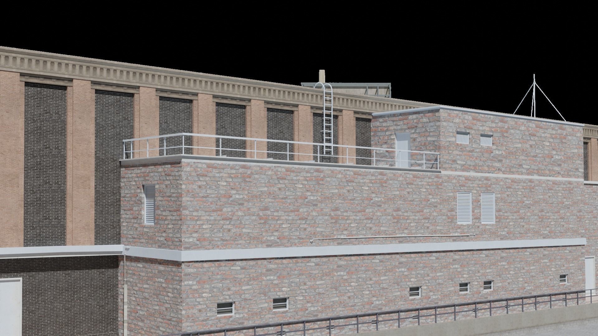 Large building Free low-poly 3D model_17