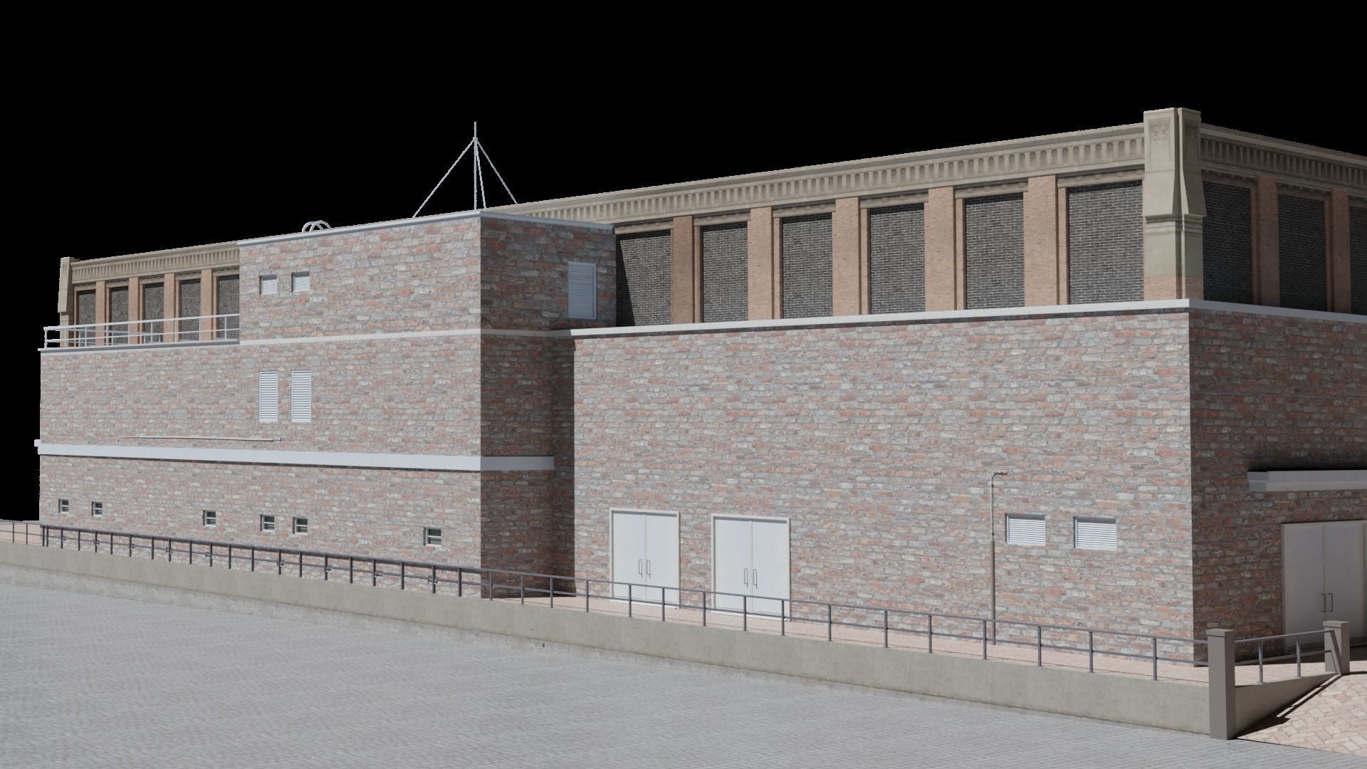 Large building Free low-poly 3D model_10