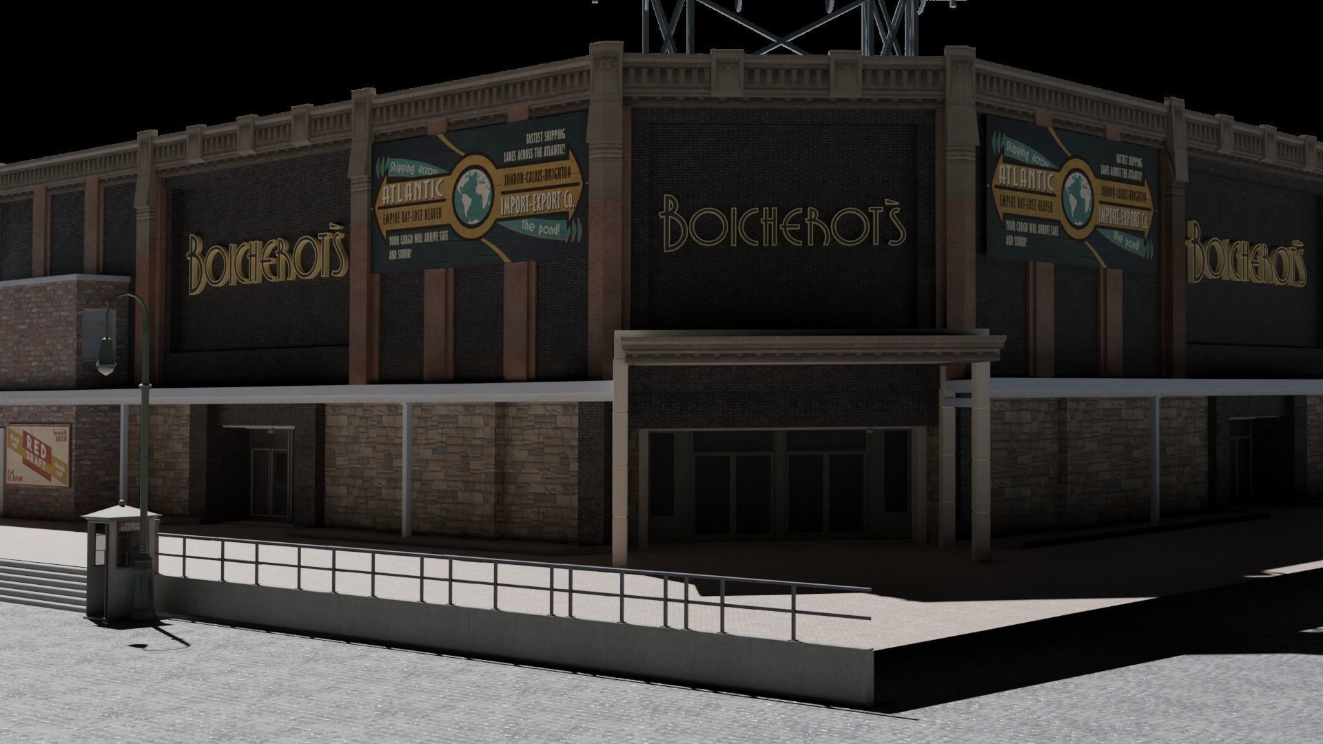 Large building Free low-poly 3D model_1