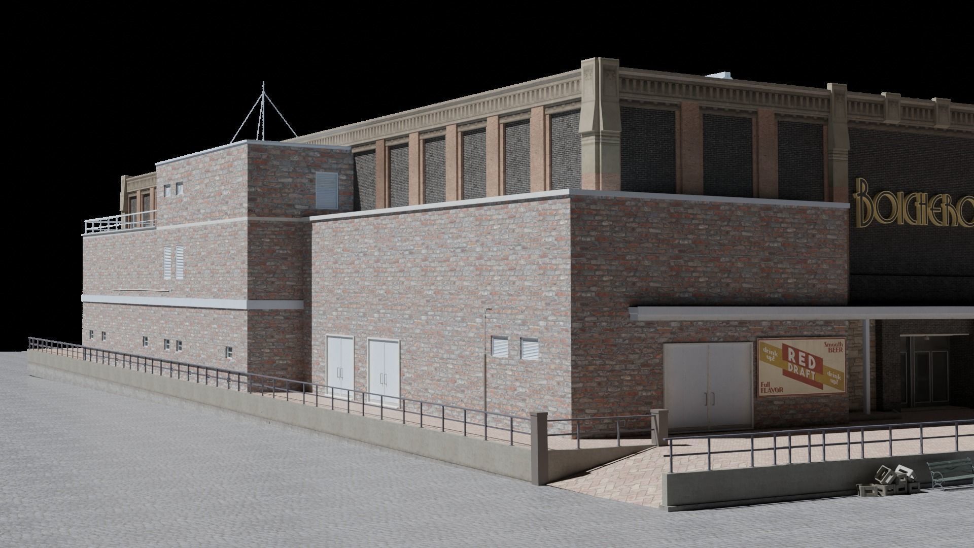 Large building Free low-poly 3D model_9