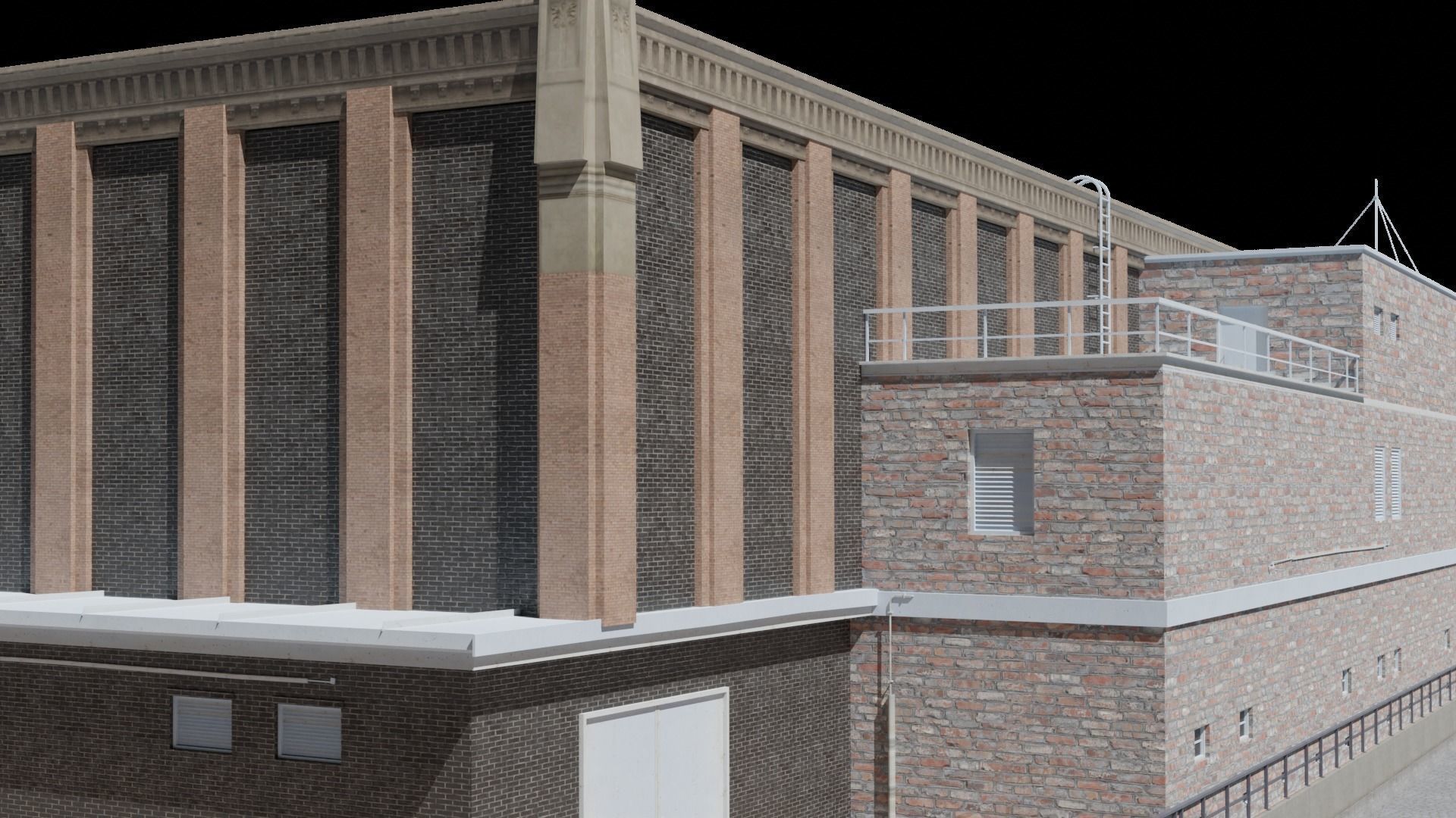 Large building Free low-poly 3D model_19