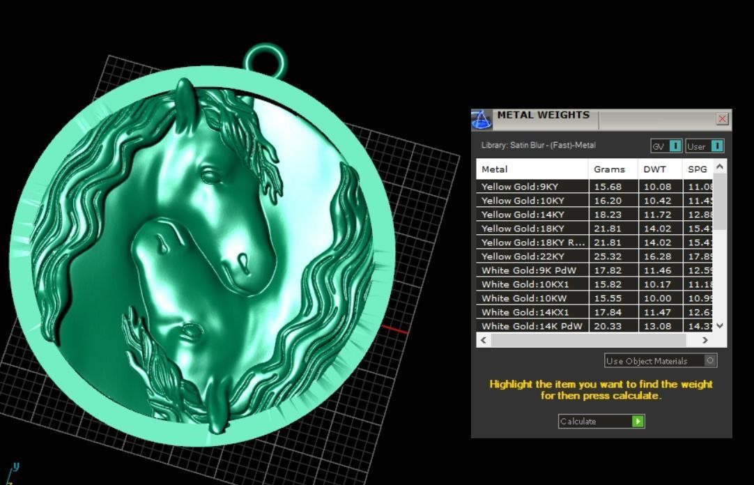 pendant horse head 3D print model_9