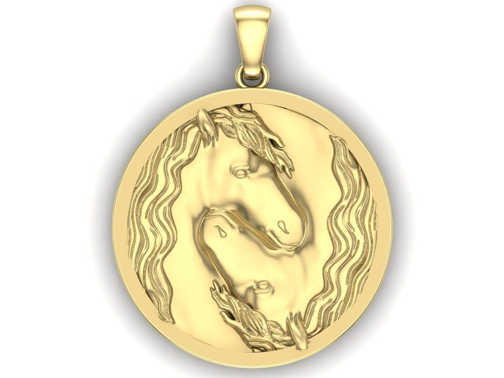 pendant horse head 3D print model_2