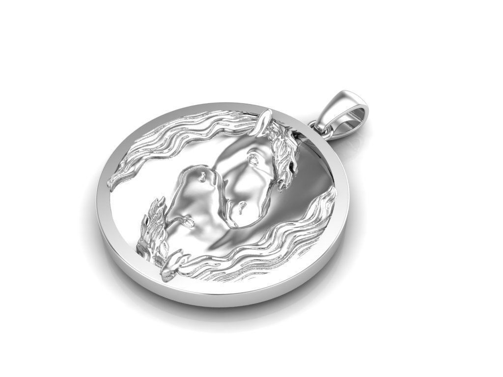 pendant horse head 3D print model_3