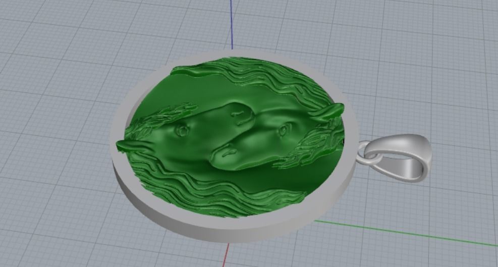 pendant horse head 3D print model_8