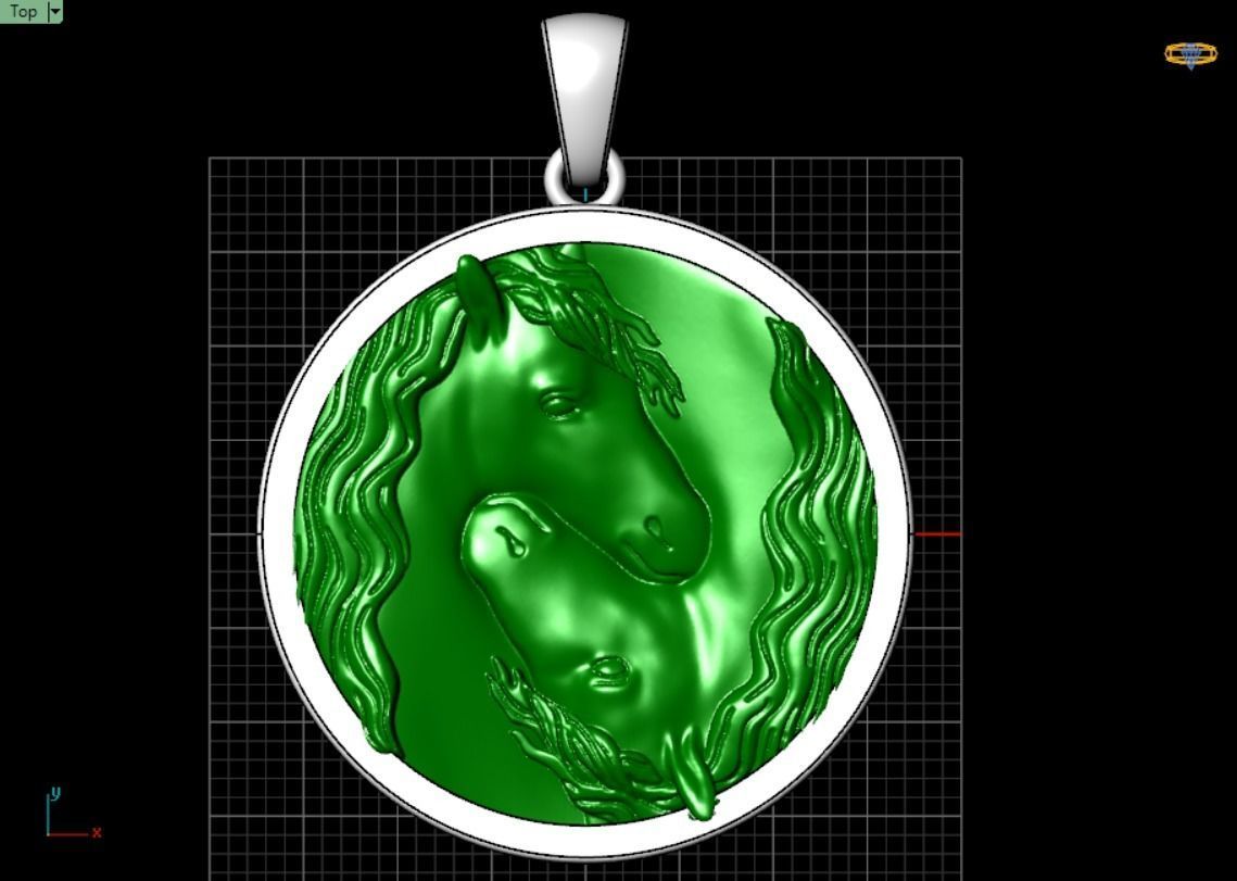 pendant horse head 3D print model_1