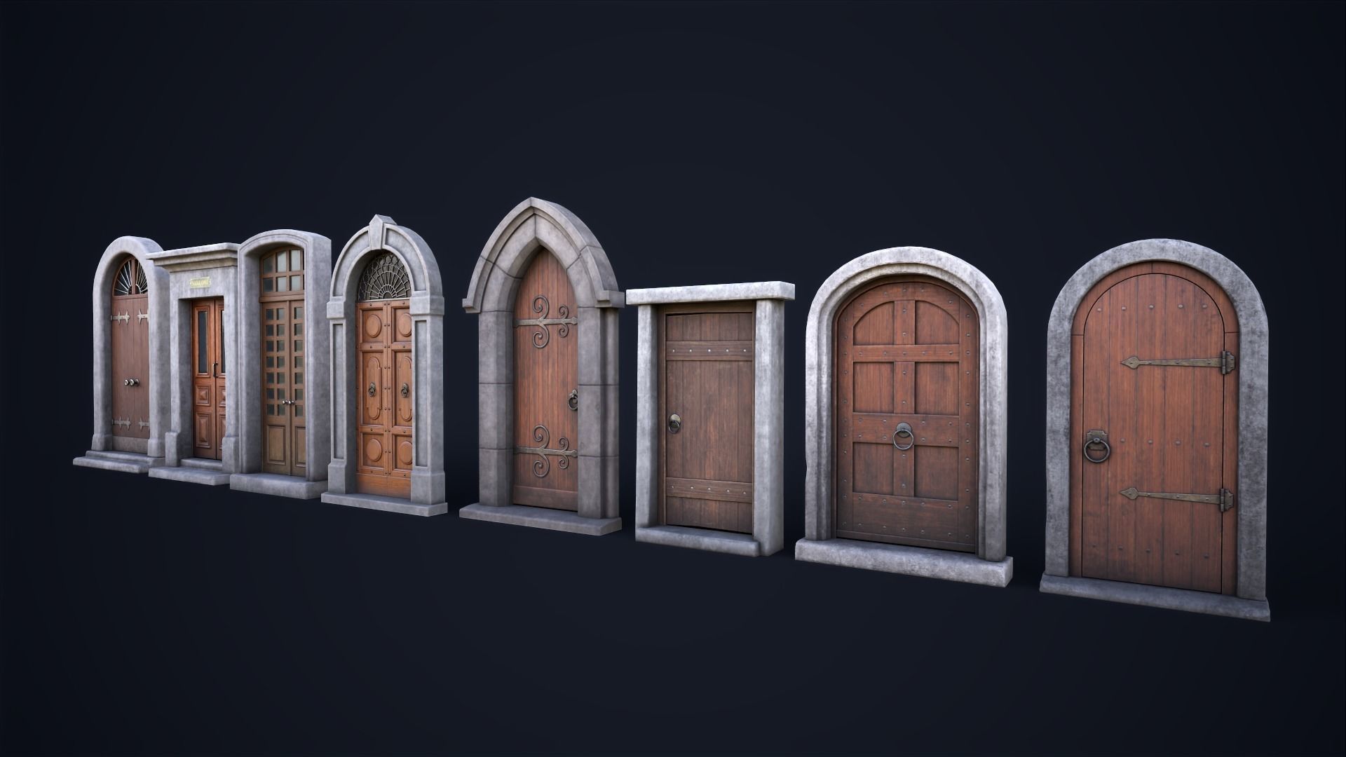 Set of front doors 3D Model Collection_2