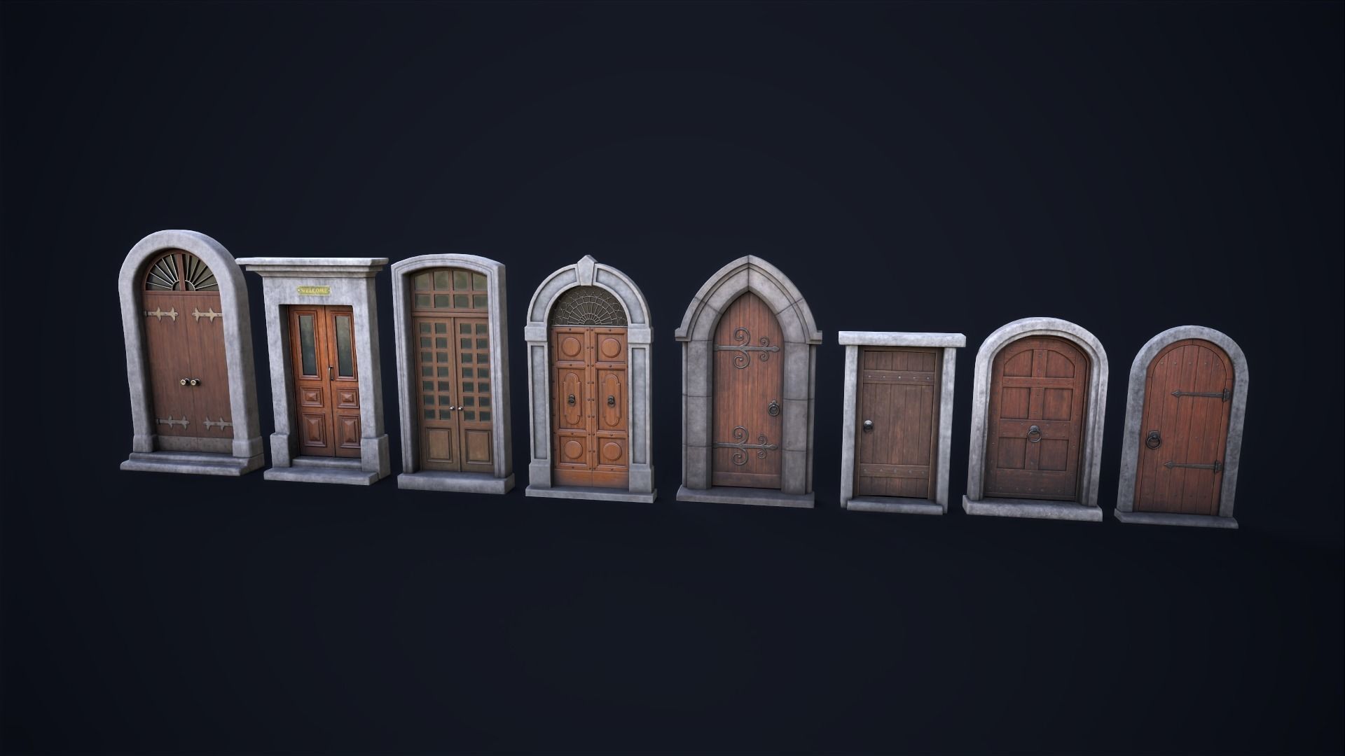 Set of front doors 3D Model Collection_1