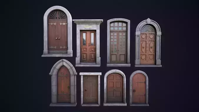 Set of front doors 3D Model Collection