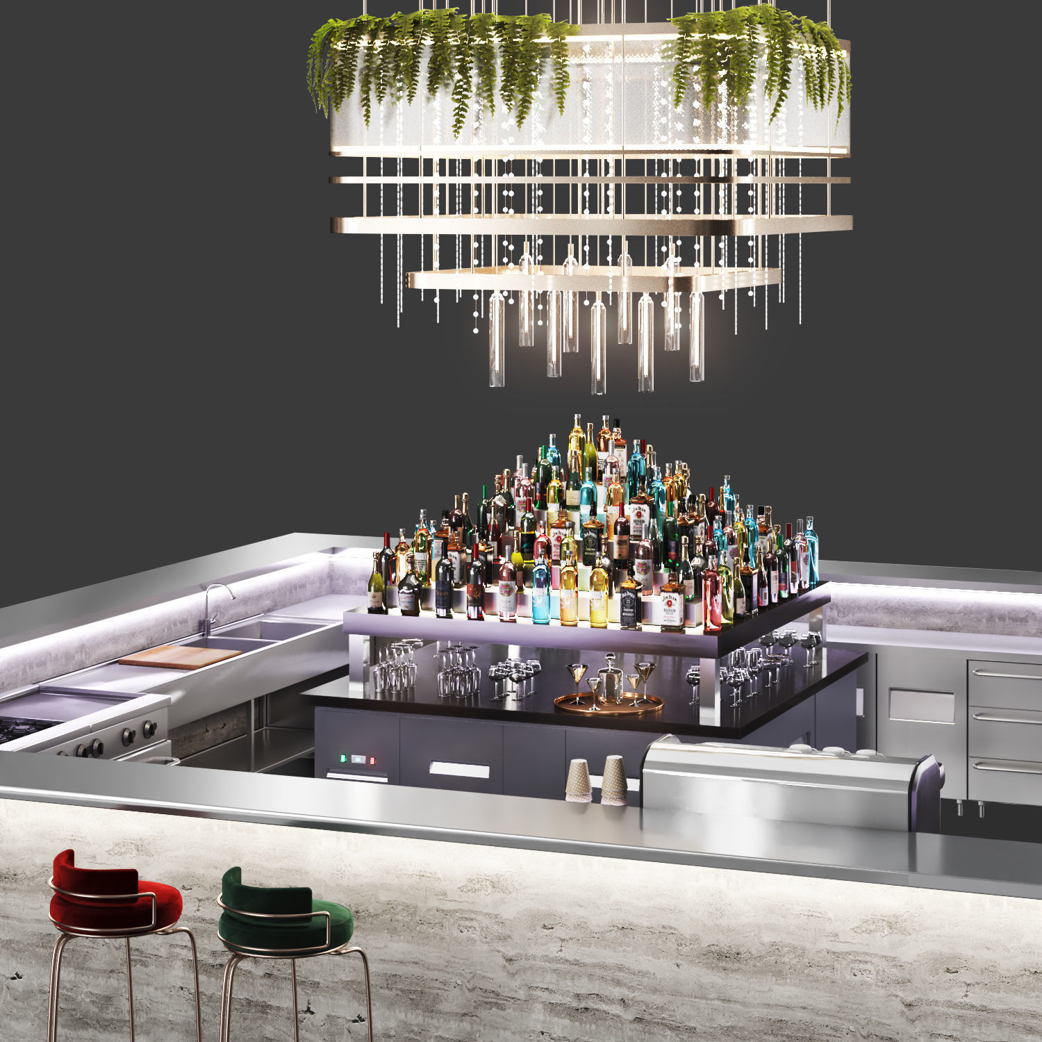 cocktail bar 01 Cafe-Bar Low-poly 3D model_3